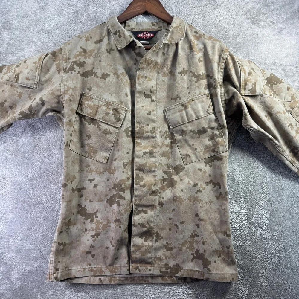 TRU-SPEC Men Small Brown Digital Camo Military Jacket Full Zip Outdoor Coat